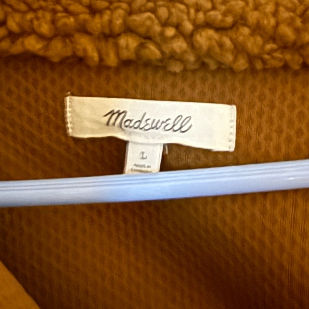 {Madewell}-Size L-Faux Shearling Half-Zip Pullover in Dried Cedar - Picture 4 of 7